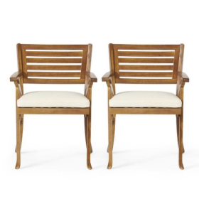Outdoor Ermosa KD Solid Wood Dining Chair With Cushion Two-piece Set