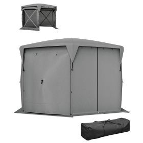 11 X 11ft  Up Gazebo Screen Tent With Removable Roof Cover, Roll-up Wind Panels For Camping, Backyard, Dark Gray