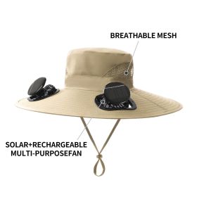 Widened Solar Fan Bucket Hat With Cooling Fan Suitable For Summer Outdoor Activities