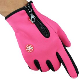 Full Finger Touch Screen Zipper Ski Gloves (Option: Pink-XL)