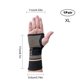 ARITAUM Copper Carpal Tunnel Wrist Brace,2Pack Support Wrist Brace For Sports Protecting, Tendonitis Pain Relief,Carpal Tunnel,Arthritis-Right&Left (Option: XL)