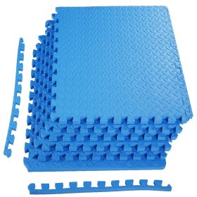 Only Supports Self Pickup  Jigsaw Sports Mat With EVA Foam Interlocking Tiles For Gymnastics And Home Gym Floor Protection, Various Sizes And Colours (Option: Blue Threequartersinc 6Pieces)