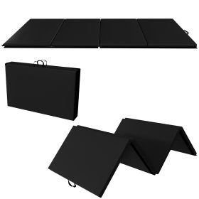 Only Supports Self Pickup  Folding Gym Mat With Carrying Handle For Protective Flooring In Mixed Martial Arts, Gymnastics, And Home Gyms, 2 Inch Thick (Color: Black)