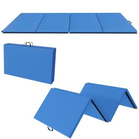 Only Supports Self Pickup  Folding Gym Mat With Carrying Handle For Protective Flooring In Mixed Martial Arts, Gymnastics, And Home Gyms, 2 Inch Thick (Color: Blue)