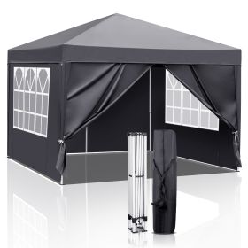10x10ft Dark Grey 4 Sides-2 Doors, 2 Windows, Folding Shed, Oxford Cloth, Sprayed Iron Pipe, Portable (Option: Dark gray)