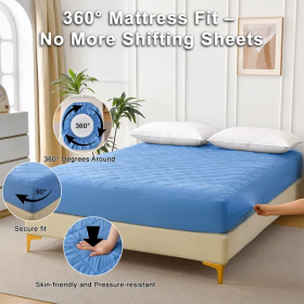 Diamond Grid Ultrasonic Waterproof Mattress Protector (Option: Light blue-Twin)