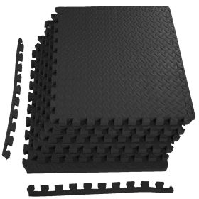 Only Supports Self Pickup  Jigsaw Sports Mat With EVA Foam Interlocking Tiles For Gymnastics And Home Gym Floor Protection, Various Sizes And Colours (Option: Black Threequartersinc 6Pieces)