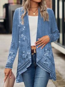 Shawl Small Suit Cardigan Outer Wear Ethnic Style (Option: Blue-M)